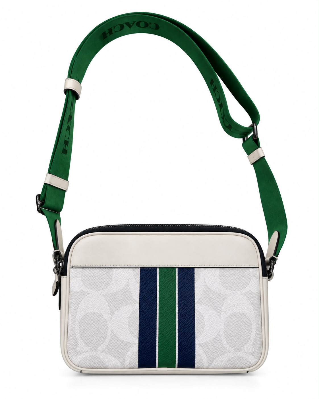 BANDOLERA COACH MOD1 CUADRADA BLANCA RAYAS