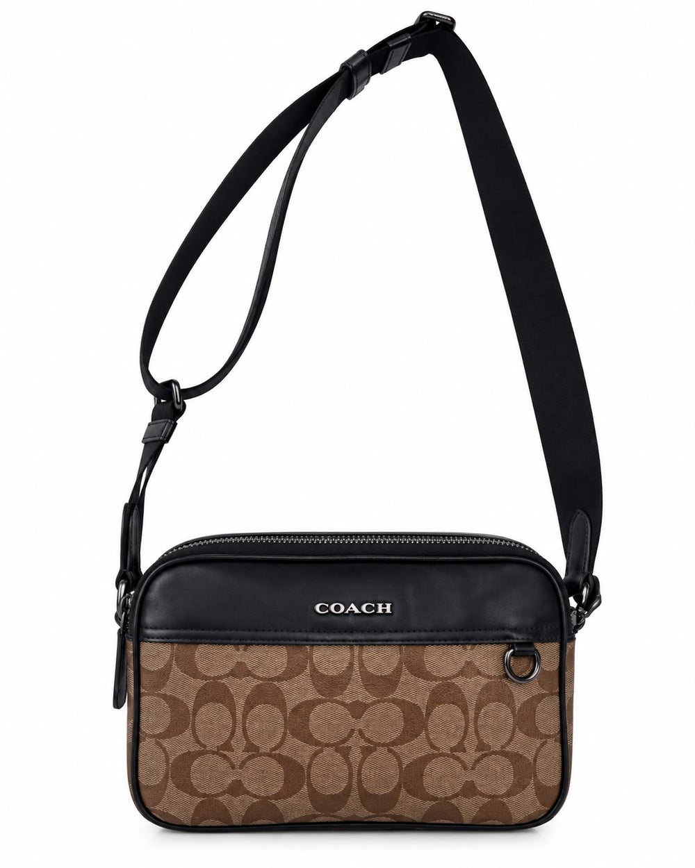 BANDOLERA COACH MOD1 CUADRADA CAFÉ MONOGRAMA