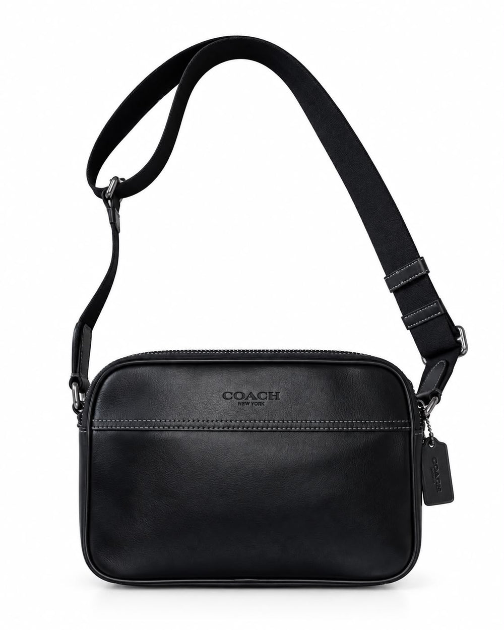 BANDOLERA COACH MOD1 CUADRADA NEGRA LISA