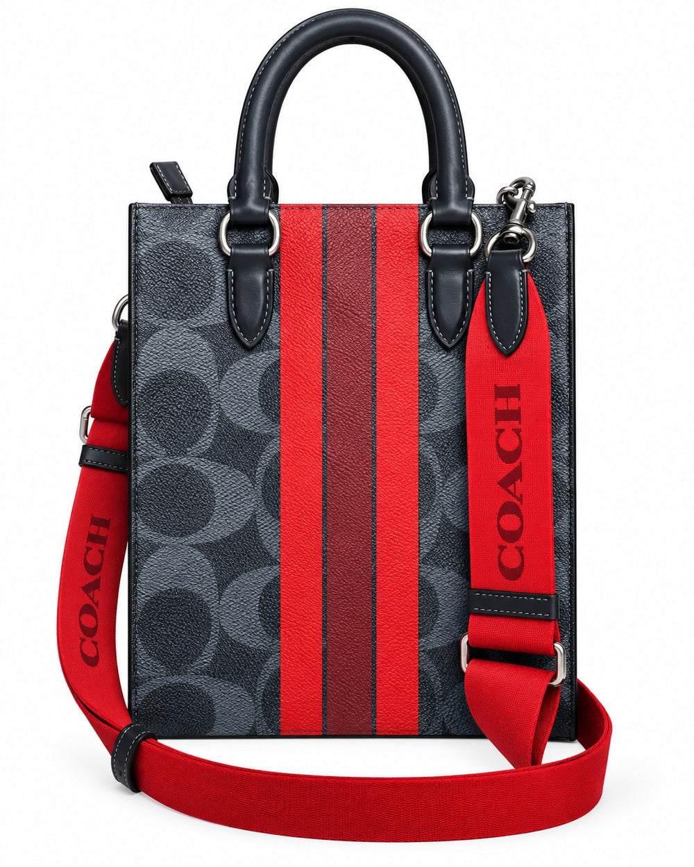 BANDOLERA COACH MOD2 ALTO AZUL ROJO MONOGRAMA