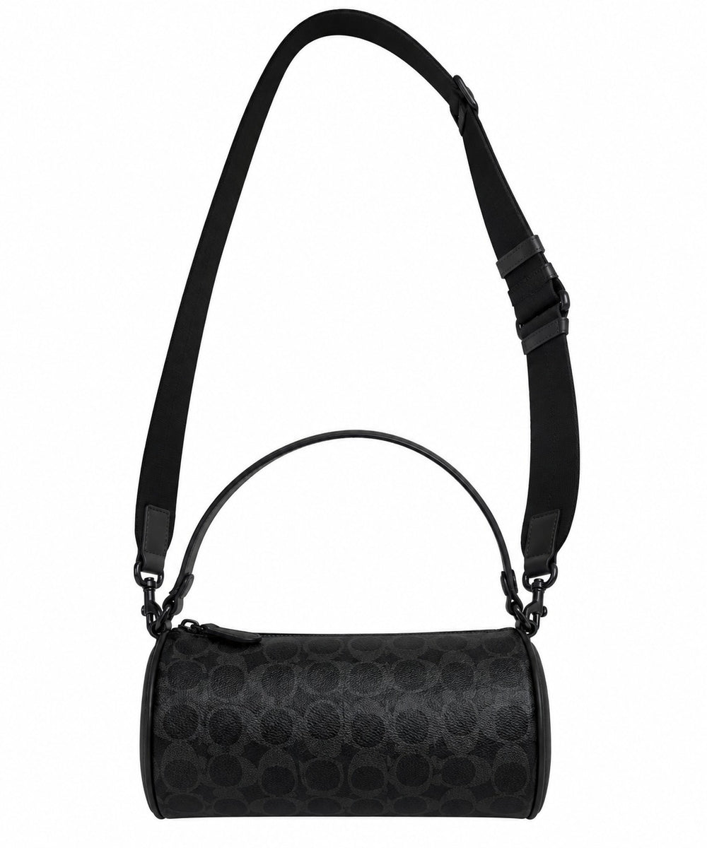 BANDOLERA COACH MOD5 CILINDRO PEQUEÑO NEGRO RELIEVE