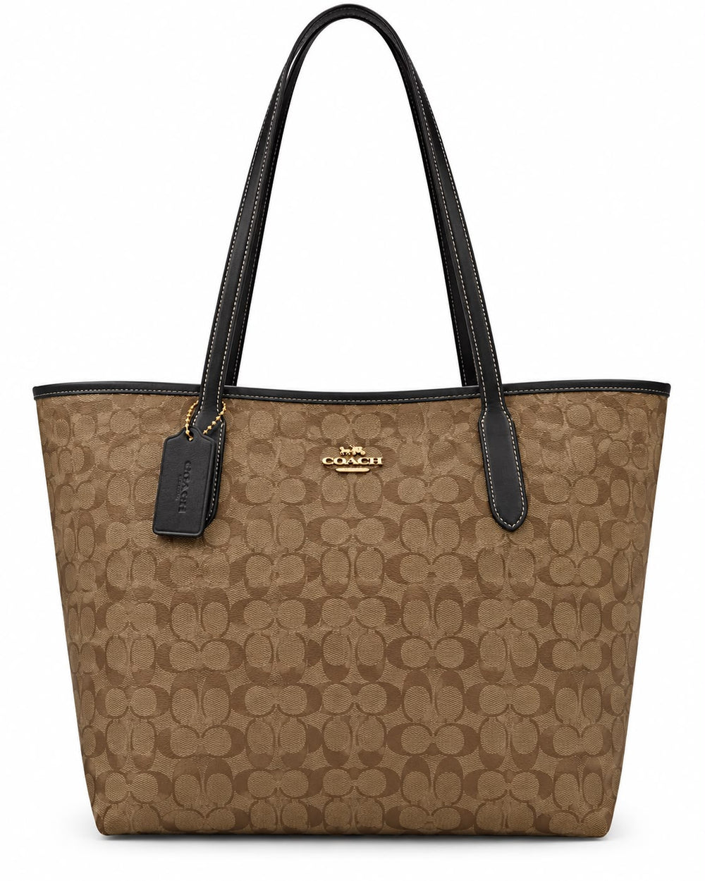 BOLSA COACH TOTE CAFÉ/NEGRO MONOGRAMA PEQUEÑO