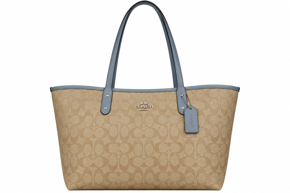 BOLSA COACH TOTE NUDE/AZUL MONOGRAMA GRANDE
