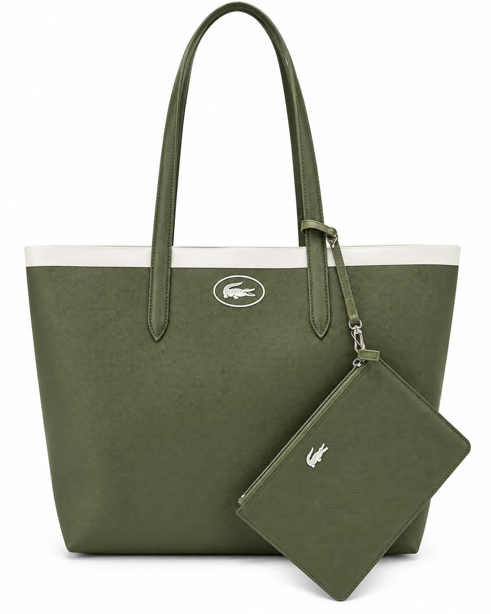 BOLSA LACOSTE KAKI CROC EMBOSS VERDE DEPORTIVA