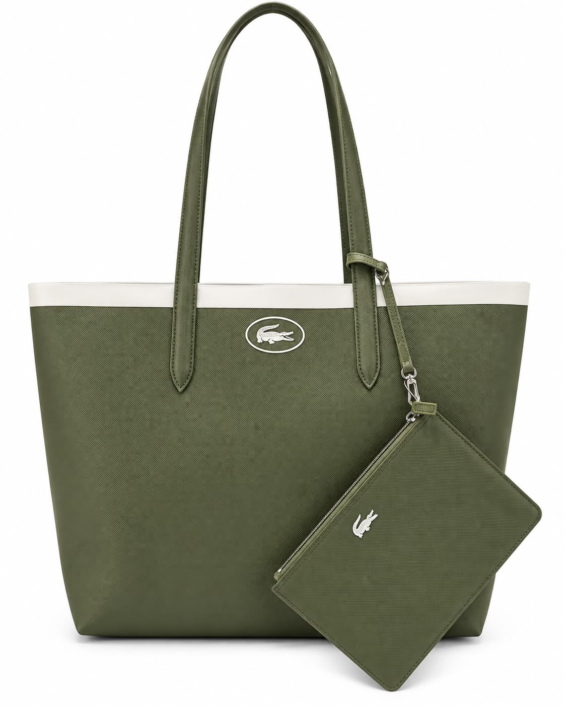 BOLSA LACOSTE KAKI CROC EMBOSS VERDE DEPORTIVA