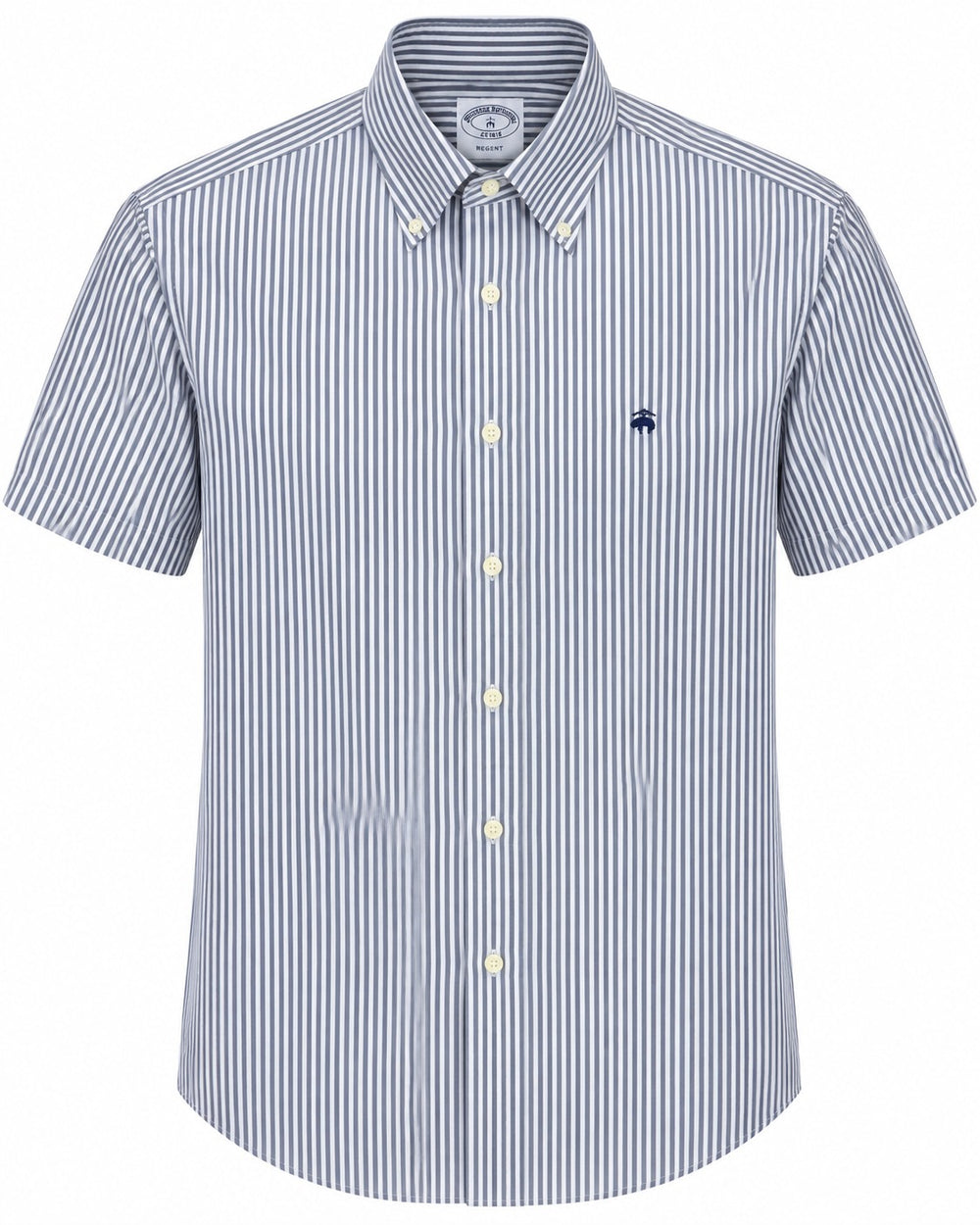 CAMISA BROOKS BROTHERS 42112 REGULAR MANGA CORTA MONOGRAMA RAYAS GRISES XL