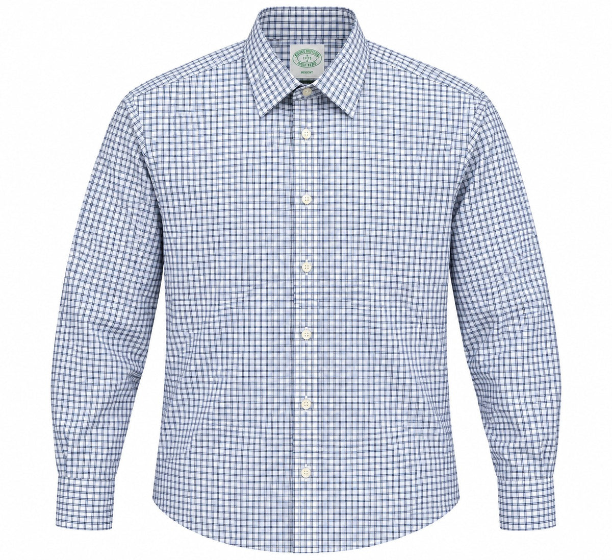 CAMISA BROOKS BROTHERS 42112 BOLSILLO SLIM BLANCA CUADROS AZULES M