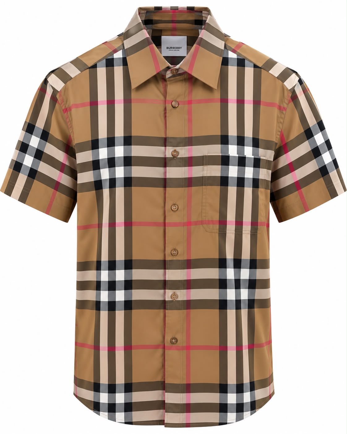 CAMISA BURBERRY CLAVERDON MANGA CORTA RELIEVE CAFÉ M