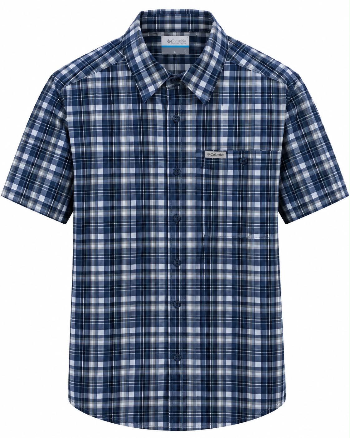 CAMISA COLUMBIA 1900051467 ACTIVE FIT MANGA CORTA CUADRO AZUL M