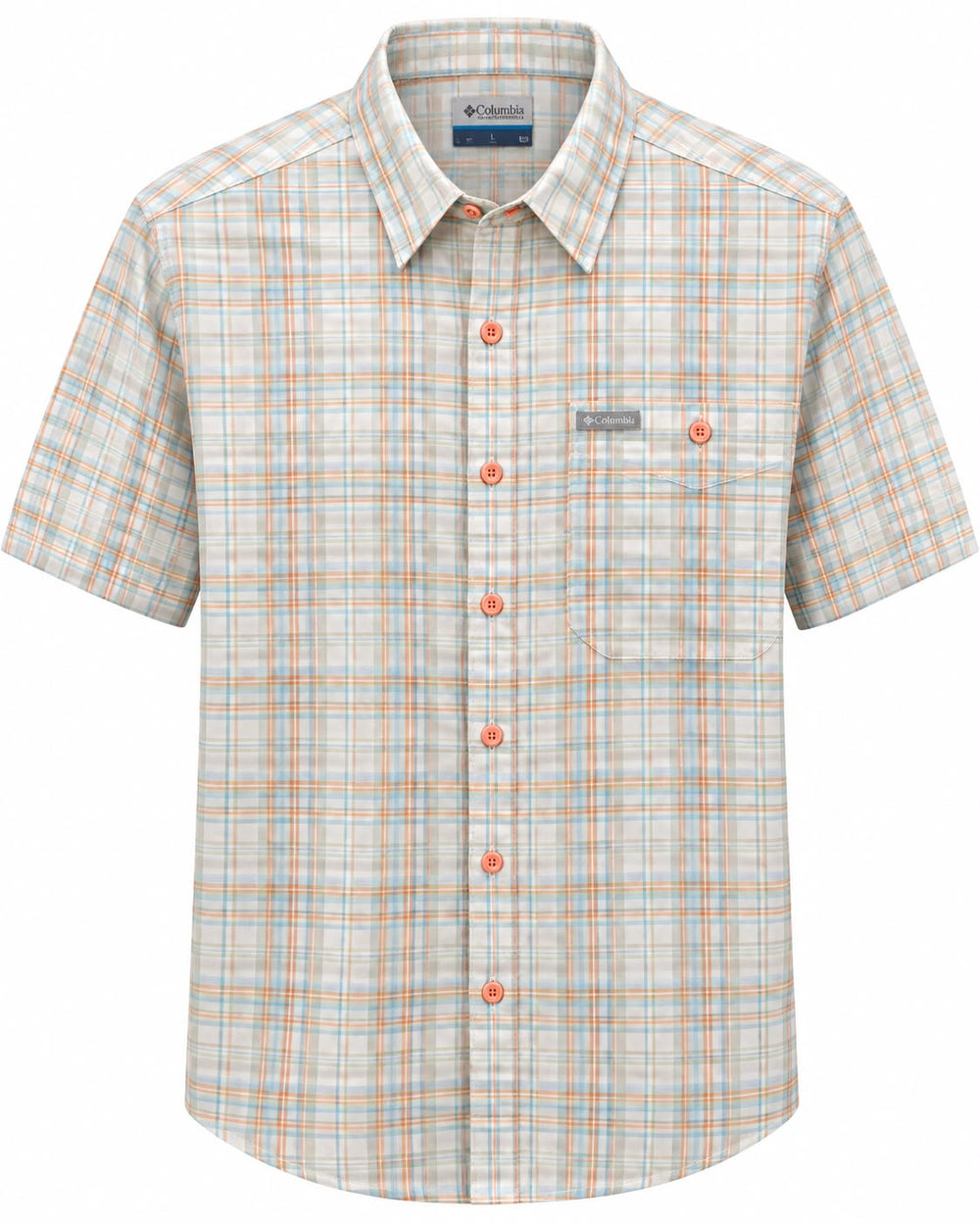 CAMISA COLUMBIA 1900051467 ACTIVE FIT MANGA CORTA CUADRO NARANJA L