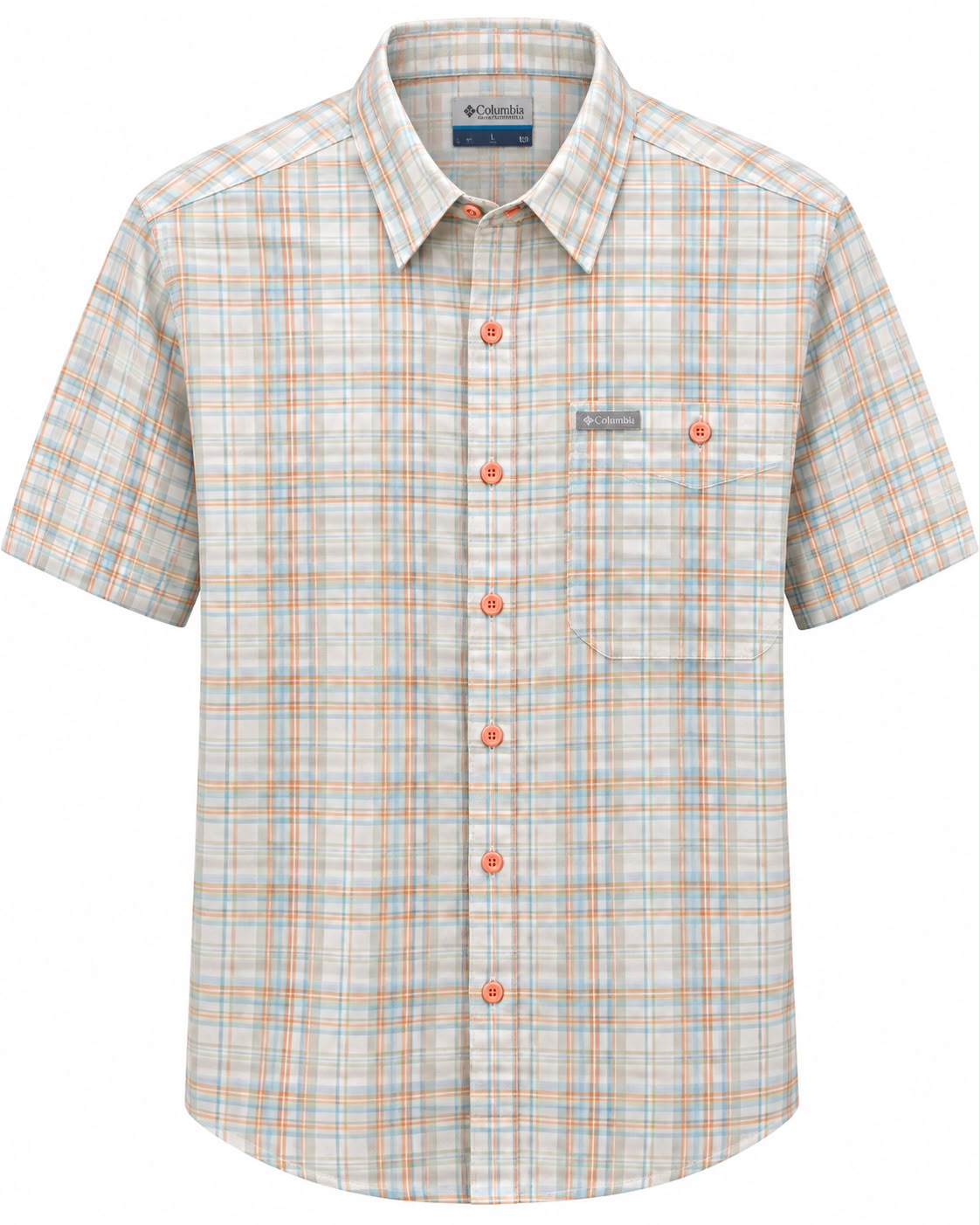CAMISA COLUMBIA 1900051467 ACTIVE FIT MANGA CORTA CUADRO NARANJA L