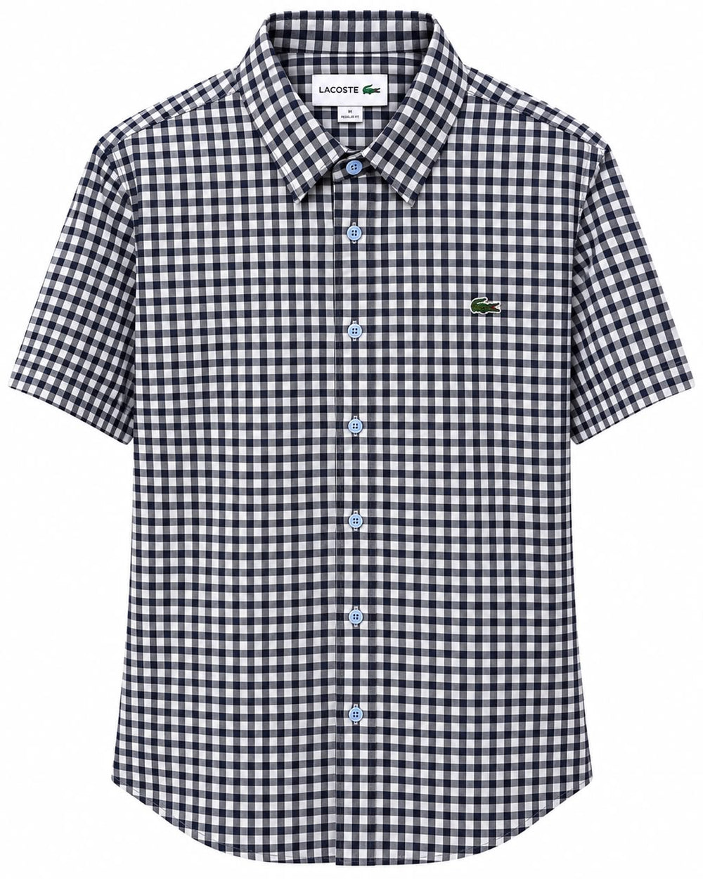CAMISA LACOSTE CH5688 REGULAR FIT MANGA CORTA CUADROS AZULES L