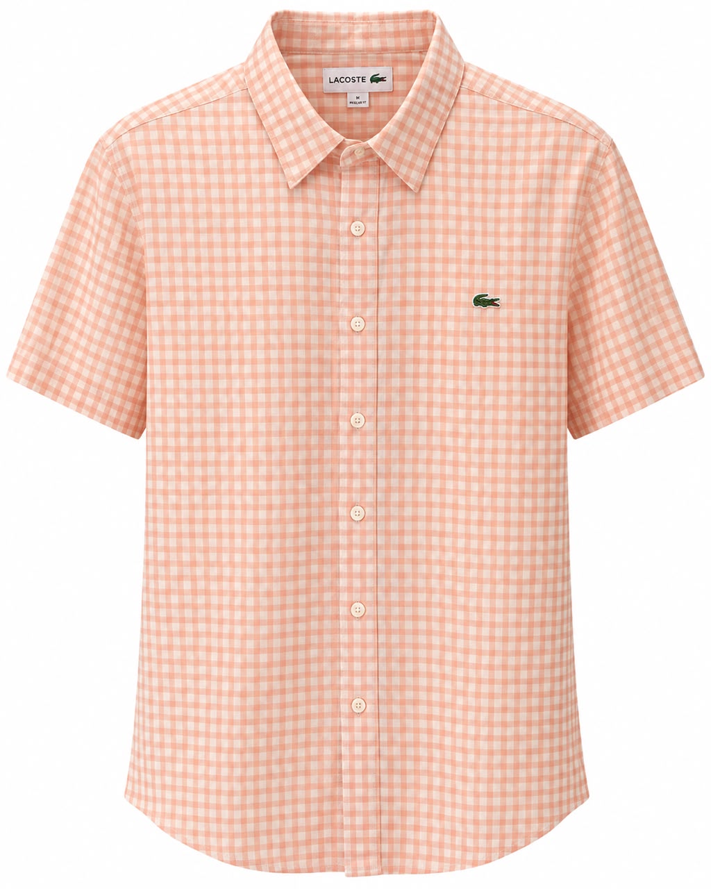 CAMISA LACOSTE CH5688 REGULAR FIT MANGA CORTA CUADROS NARANJA