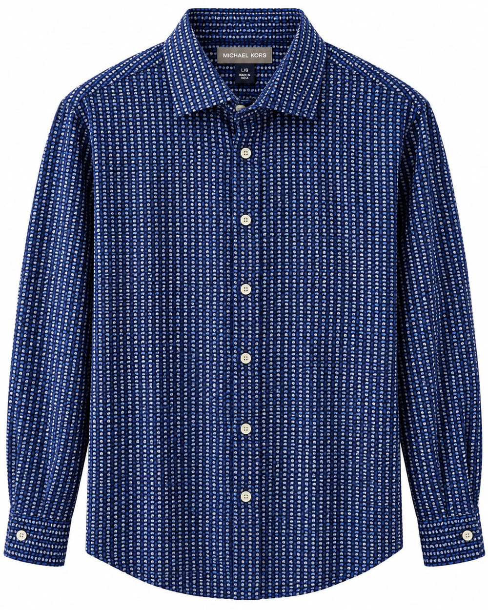CAMISA MK DR3516 SLIM FIT AZUL ROMBOS L