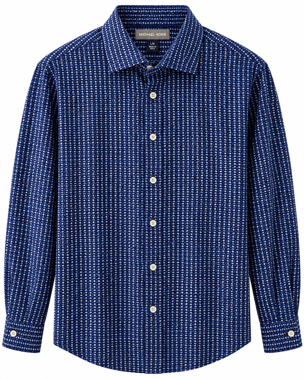 CAMISA MK DR3516 SLIM FIT AZUL ROMBOS L