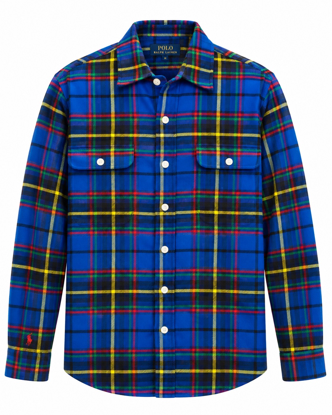 CAMISA POLO RALPH LAUREN 710849 AFELPADA CLASSIC FIT AZUL CUADROS
