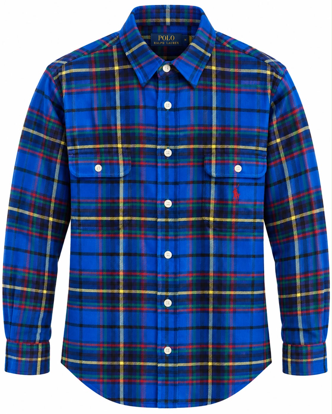 CAMISA POLO RALPH LAUREN 710849 AFELPADA CLASSIC FIT AZUL CUADROS