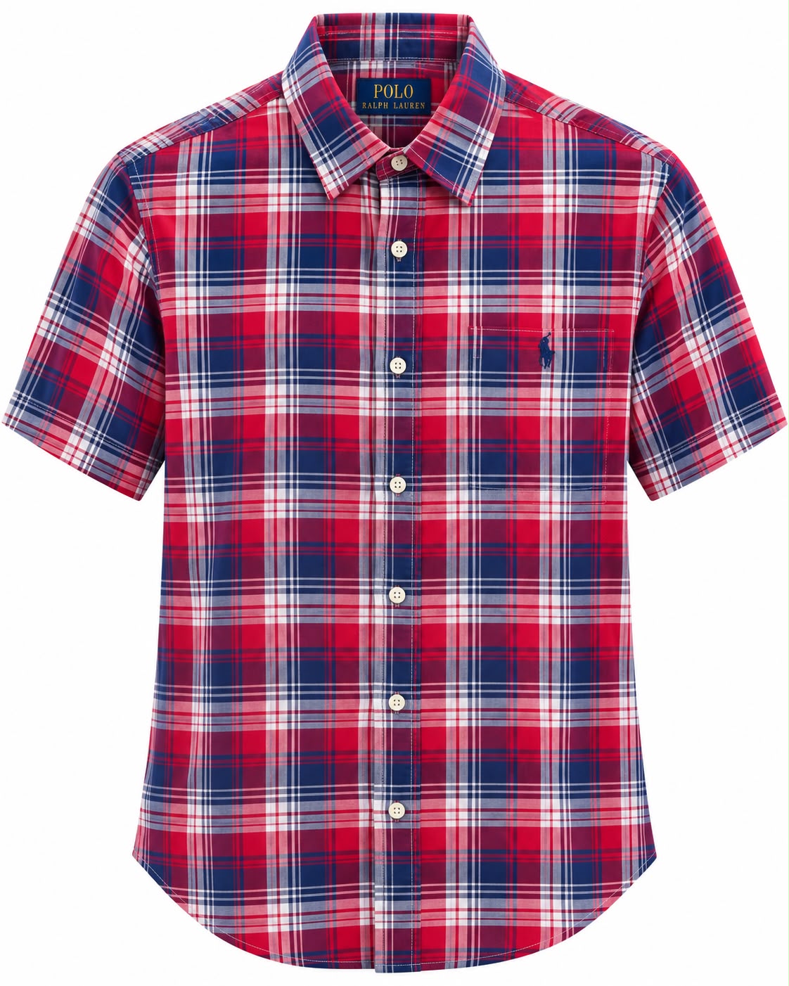 CAMISA POLO RALPH LAUREN 710869 CLASSIC FIT MANGA CORTA CUADROS ROJOS S