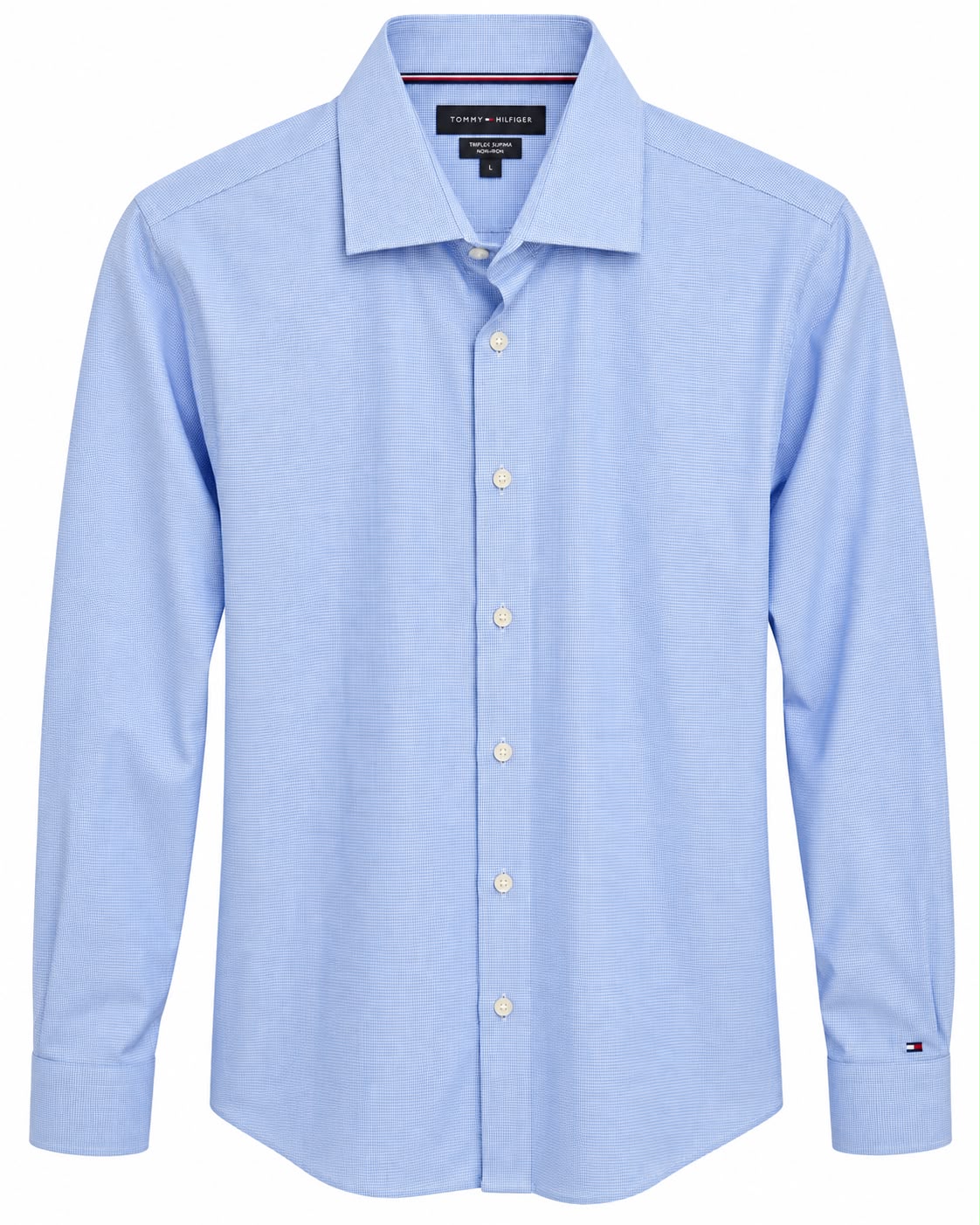 CAMISA TOMMY HILFIGER RN36543 SLIM FIT STRETCH AZUL CUADROS PEQUEÑOS L