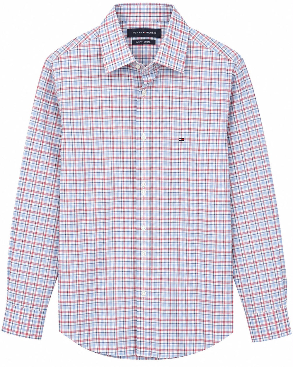 CAMISA TOMMY HILFIGER RN36543 SLIM FIT STRETCH CUADROS ROJA M