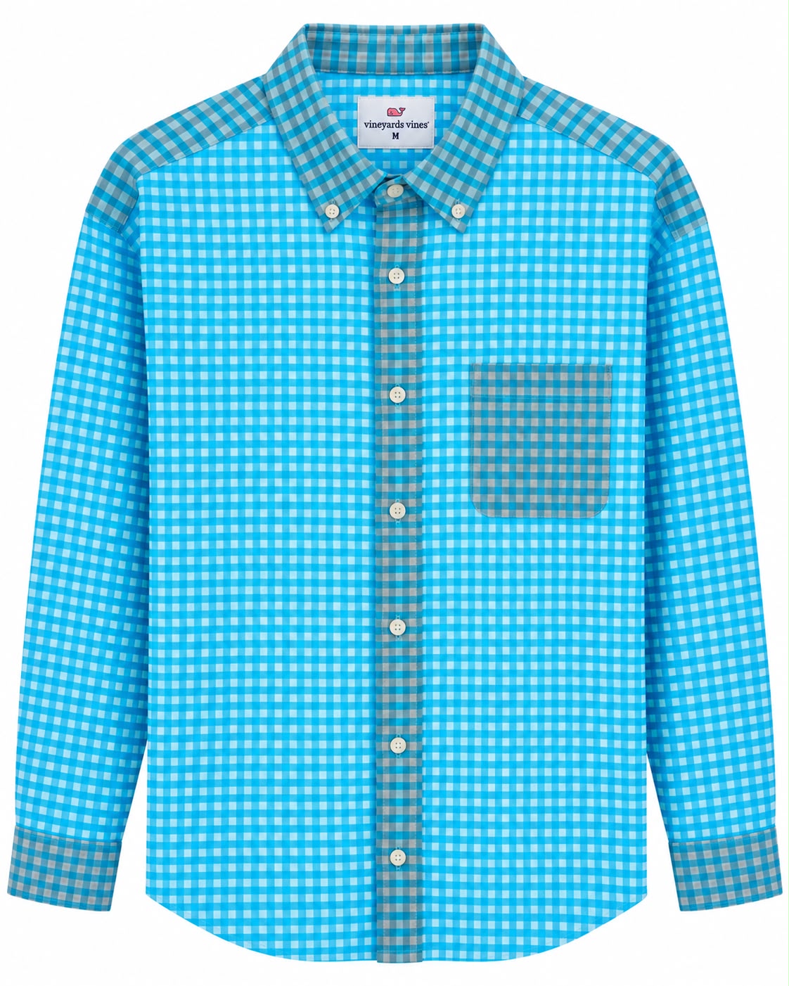 CAMISA VINEYARD VINES 1W1011301 PERFORMANCE CUADROS AZUL CELESTE XL