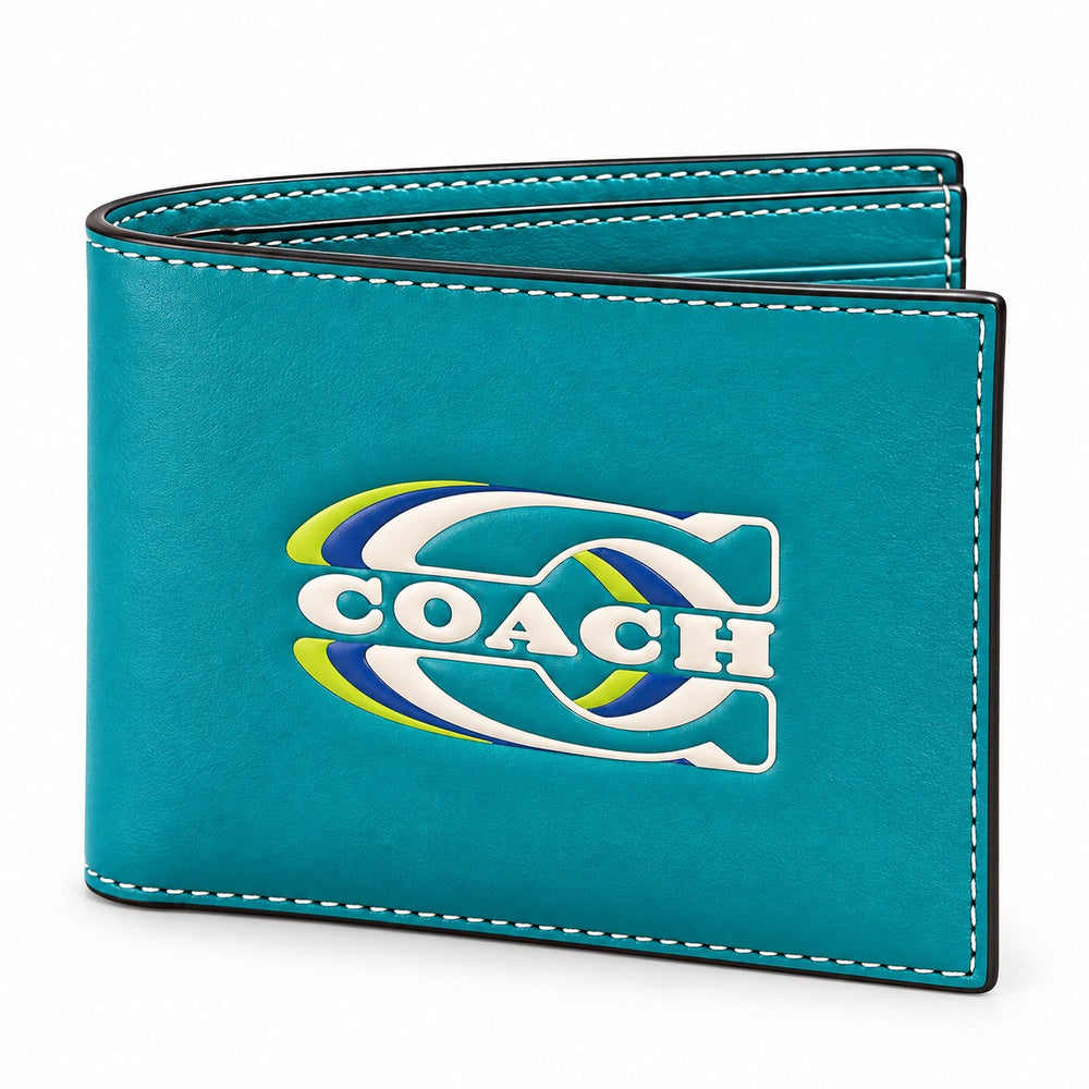 CARTERA COACH CON TARJETERO CY396 AZUL LISO