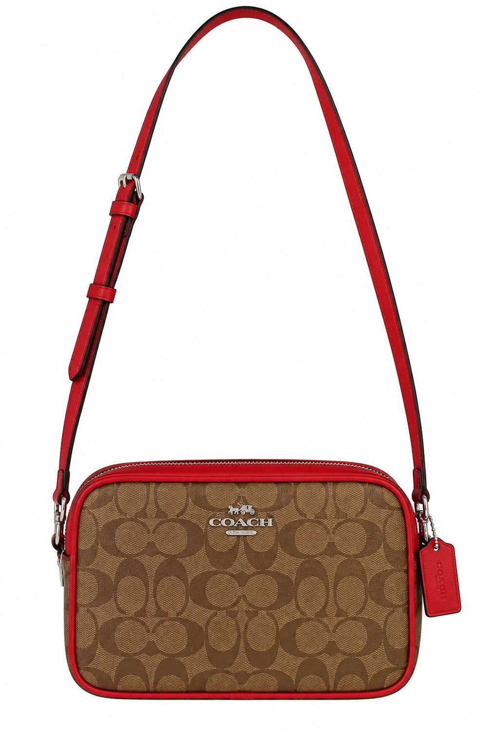 CROSSBODY COACH CAFÉ/ROJO MONOGRAMA GRANDE