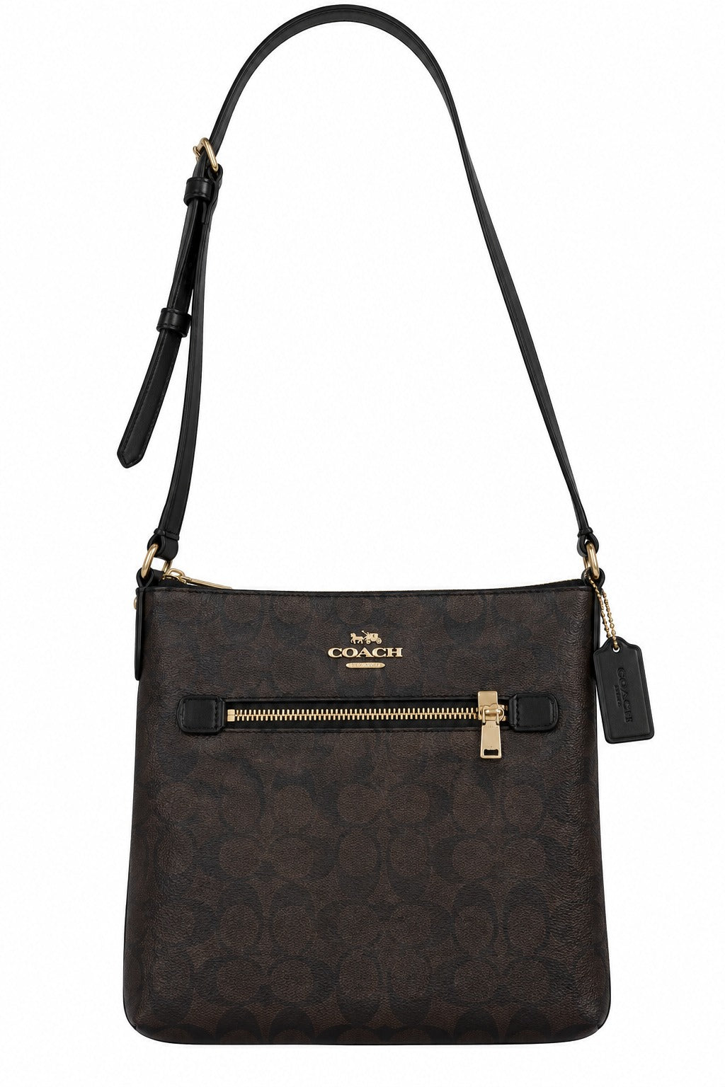 CROSSBODY COACH ROWAN CAFÉ OSCURO/NEGRO GRANDE