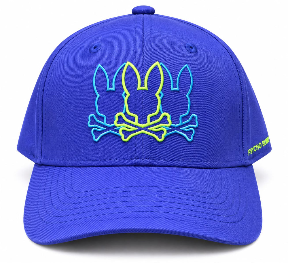 GORRA PSYCHO BUNNY BORDADO MORADO LOGO NEON AZUL/VERDE