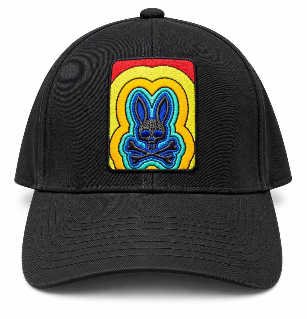 GORRA PSYCHO BUNNY BORDADO NEGRO LOGO COLORIDO