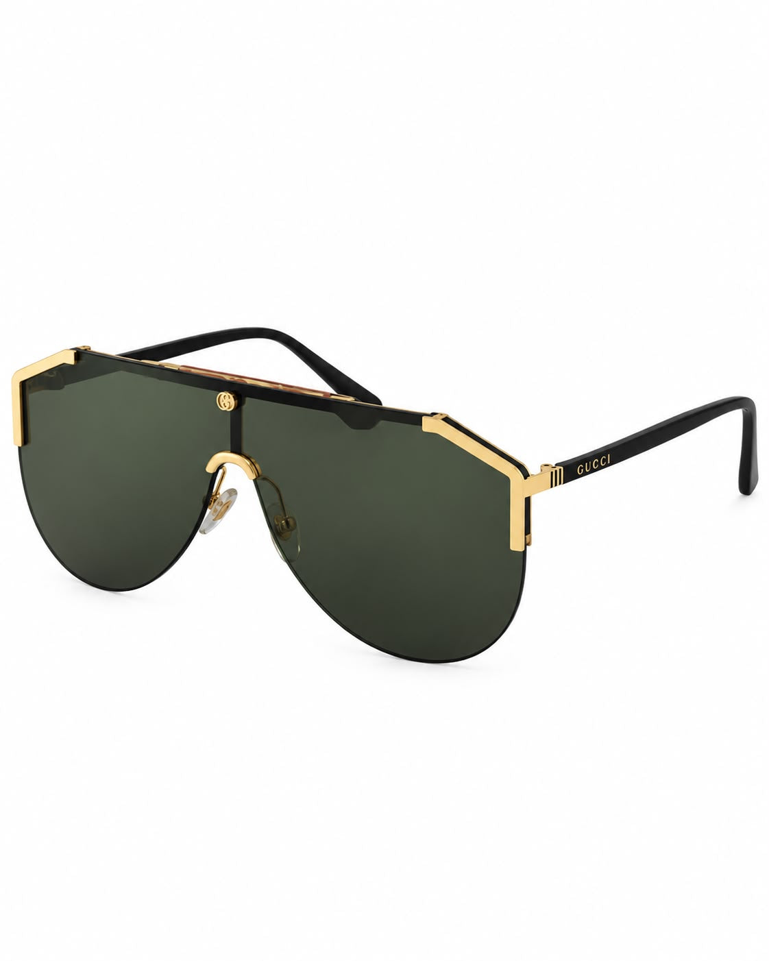 LENTES GUCCI GG0584S 002 AVIATOR SQUARE NEGRO DORADO ORIGINAL