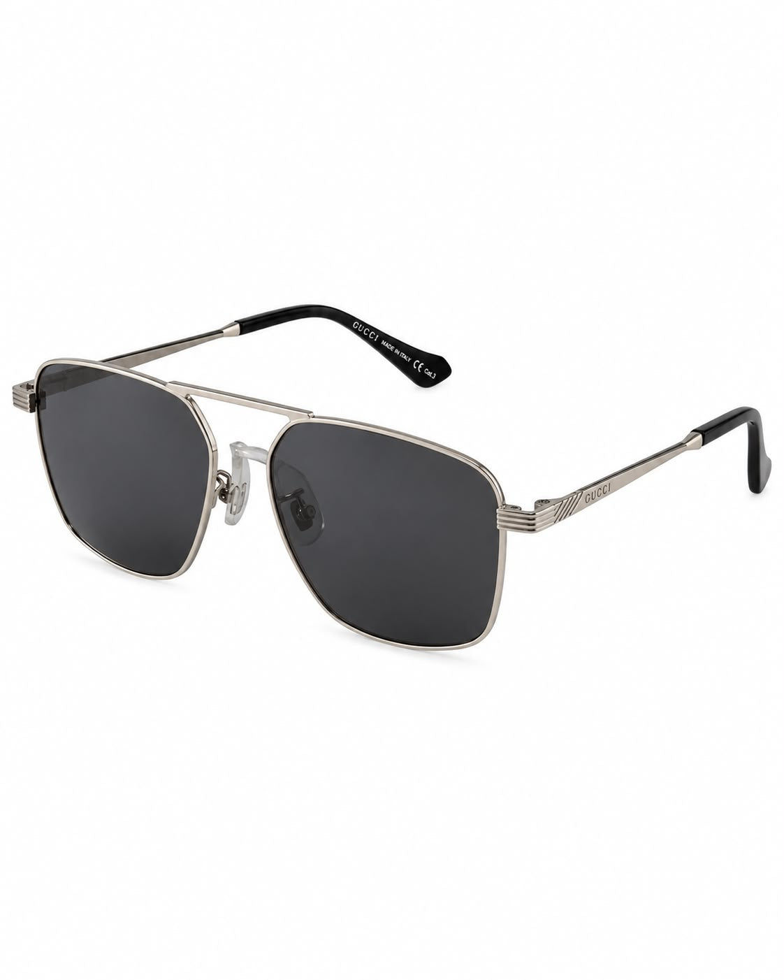 LENTES GUCCI GG0743S 005 AVIATOR SQUARE METAL NEGRO PLATEADO