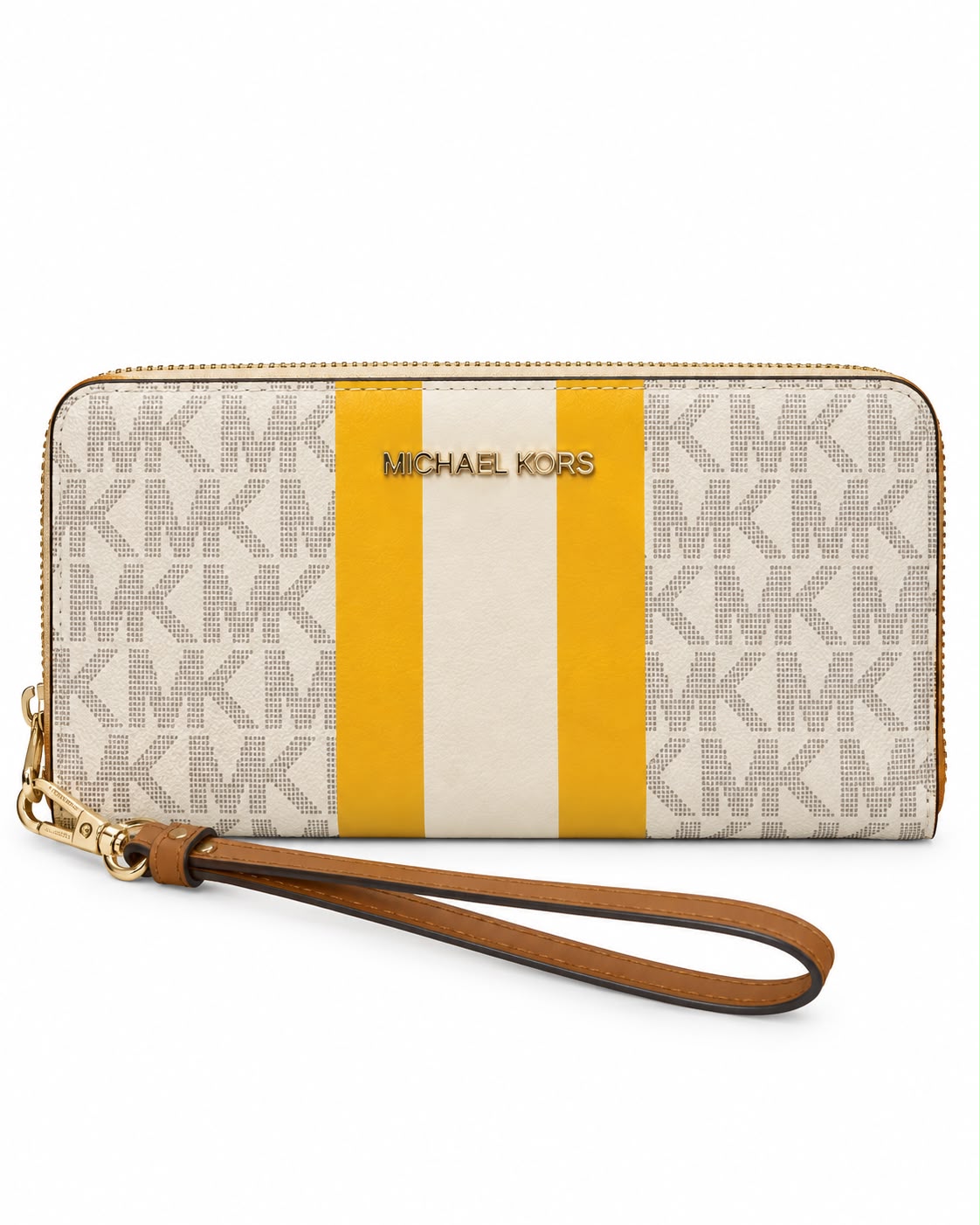 MONEDERO MK GRANDE BLANCO/AMARILLO RELIEVE