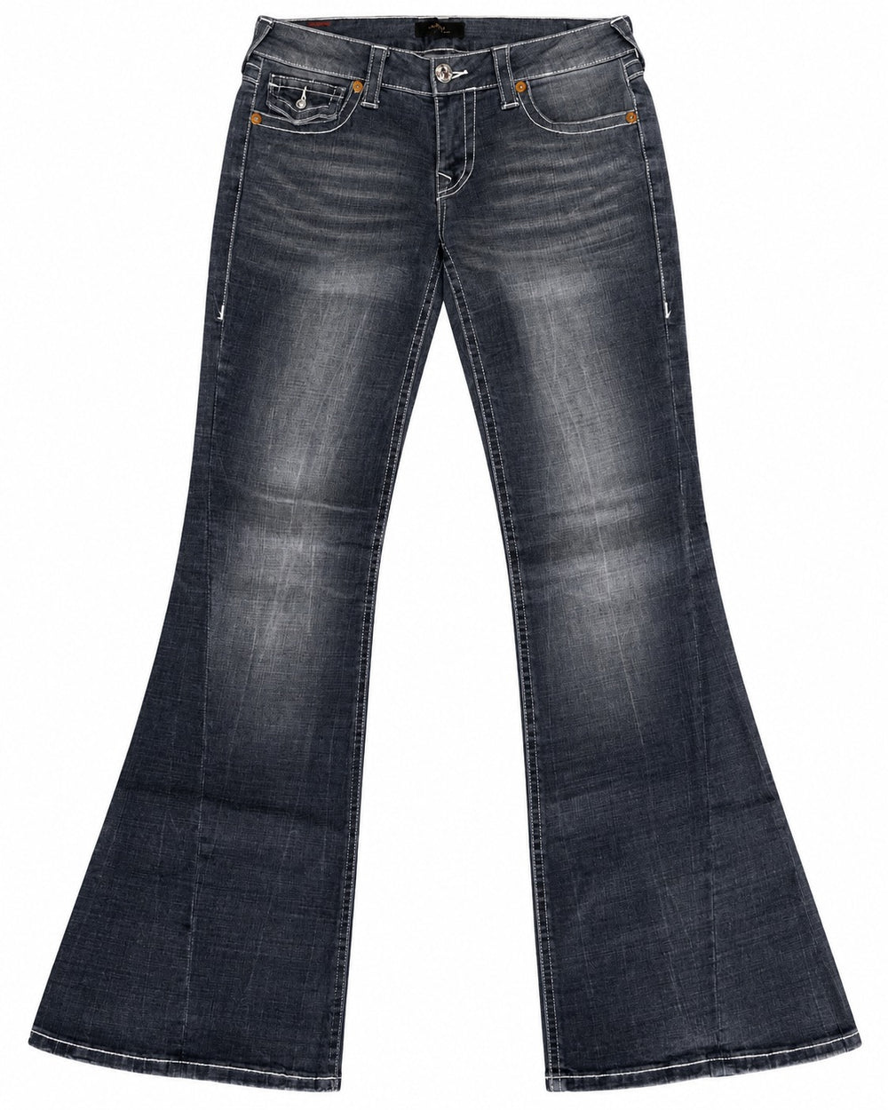 PANTALON TRUE RELIGION STYLE 209766 COLOR TRANQUIL DREAM JOEY LOW RISE FLARE FLAP 27