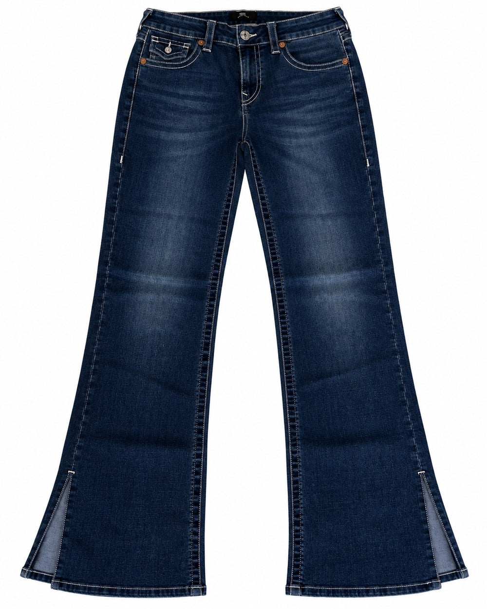 PANTALON TRUE RELIGION STYLE 209440 COLOR HONEY CRISP SIDE SLIT BECCA BOOT CUT FLAP 28
