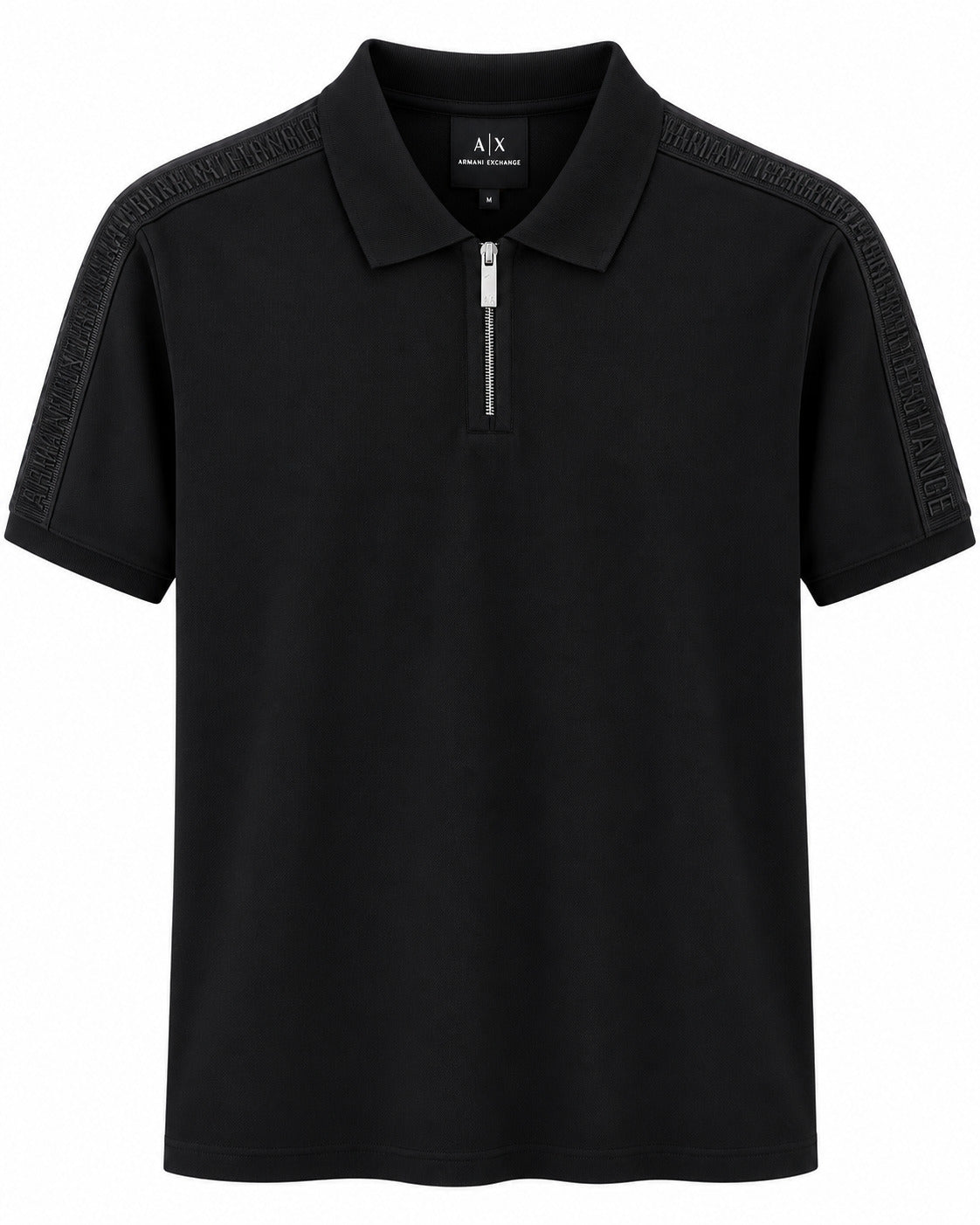 PLAYERA CABALLERO ARMANI EXCHANGE POLO NEGRA XM002707 AF10366 CON CIPER Y LETRAS EN MANGAS M