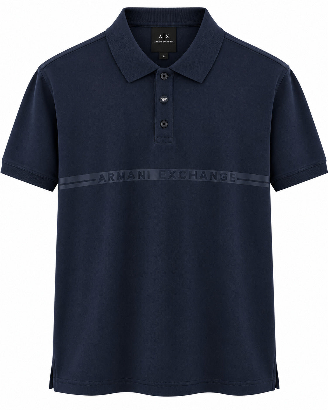 PLAYERA CABALLERO ARMANI EXCHANGE POLO AZUL NAVY XM002704 AF10819 UB100 FRANJA RELIEVE XL