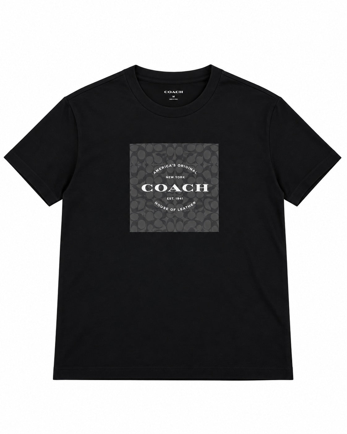 PLAYERA CABALLERO COACH CUELLO REDONDO NEGRO LOGO CUADRADO COACH XXL