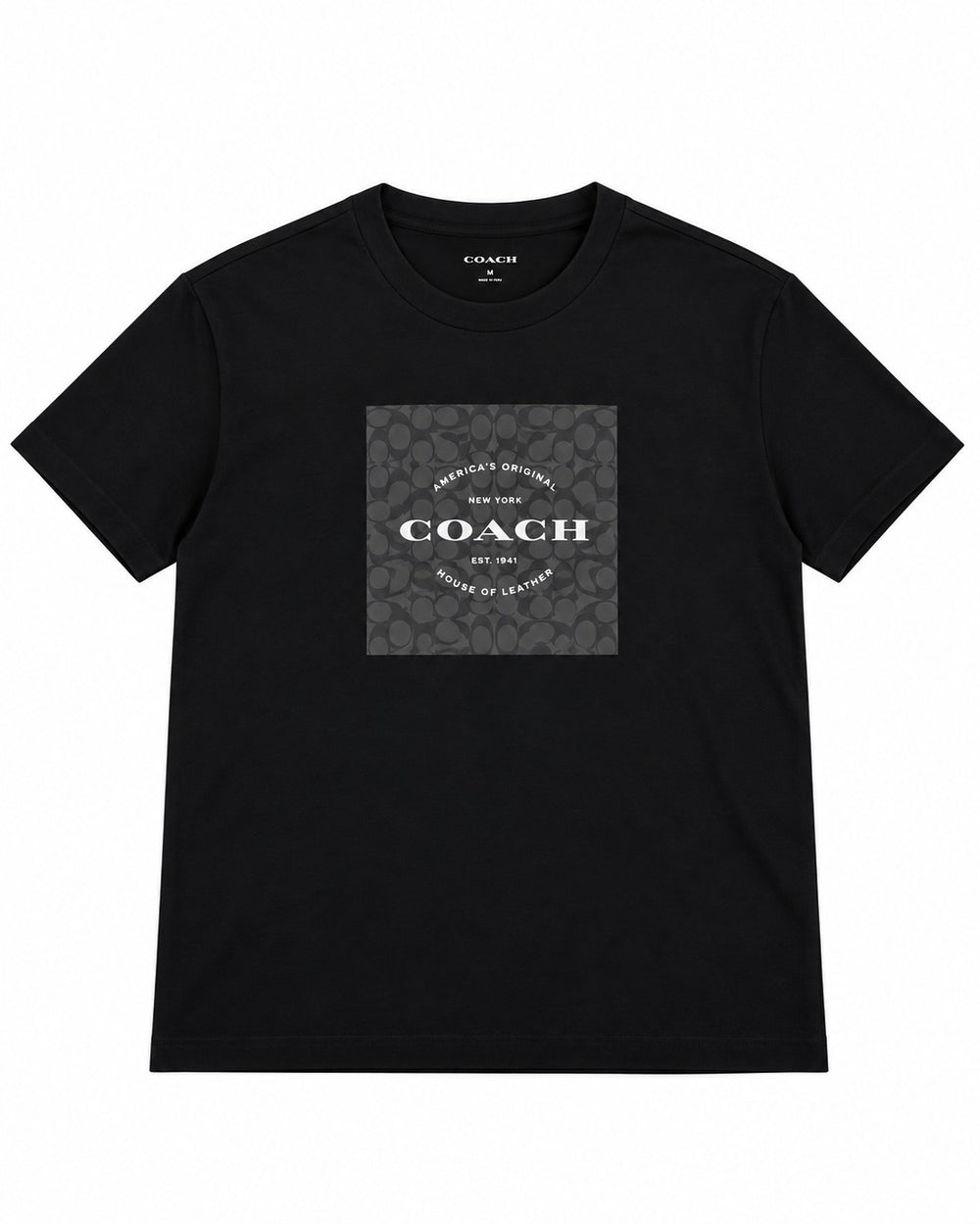 PLAYERA CABALLERO COACH CUELLO REDONDO NEGRO LOGO CUADRADO COACH XXL