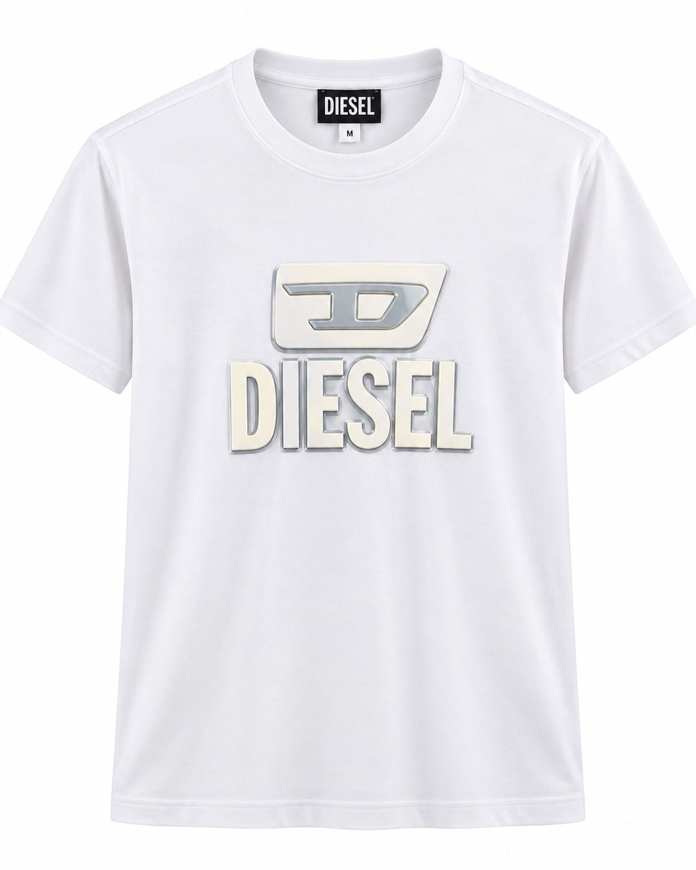 PLAYERA CABALLERO DIESEL CUELLO REDONDO BLANCO LOGO DIESEL M