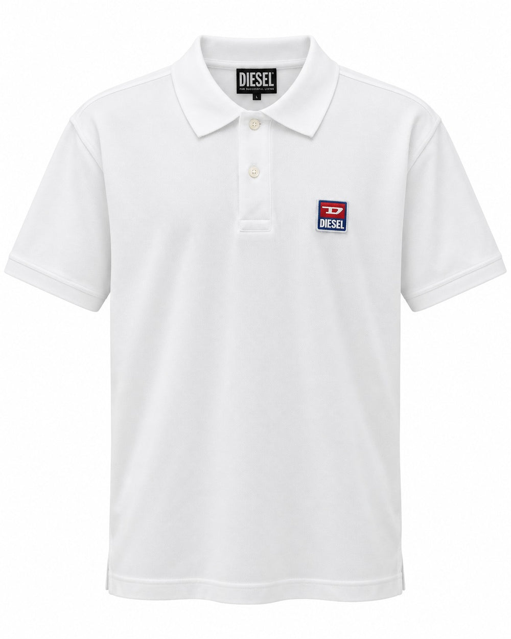 PLAYERA CABALLERO DIESEL CUELLO POLO BLANCO LOGO DIESEL M