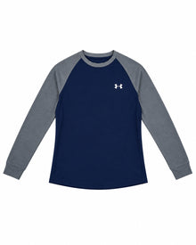 PLAYERA CABALLERO UNDER ARMOUR CUELLO REDONDO MANGA LARGA MOD2 GRIS AZUL