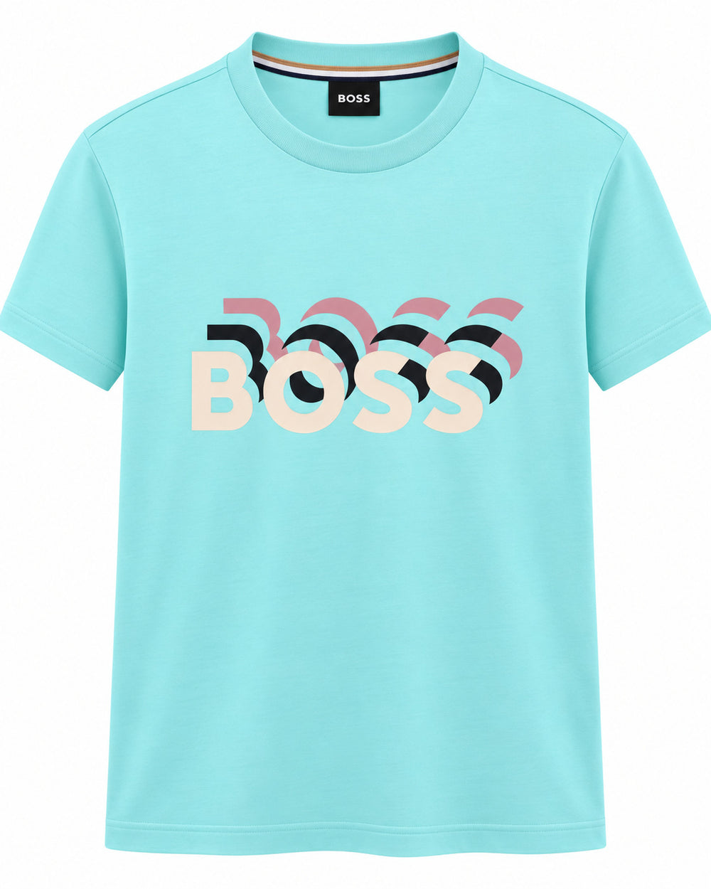 PLAYERA CABALLERO HUGO BOSS CUELLO REDONDO SLIM FIT MENTA LOGO BOSS GRIS, NEGRO, BLANCO M