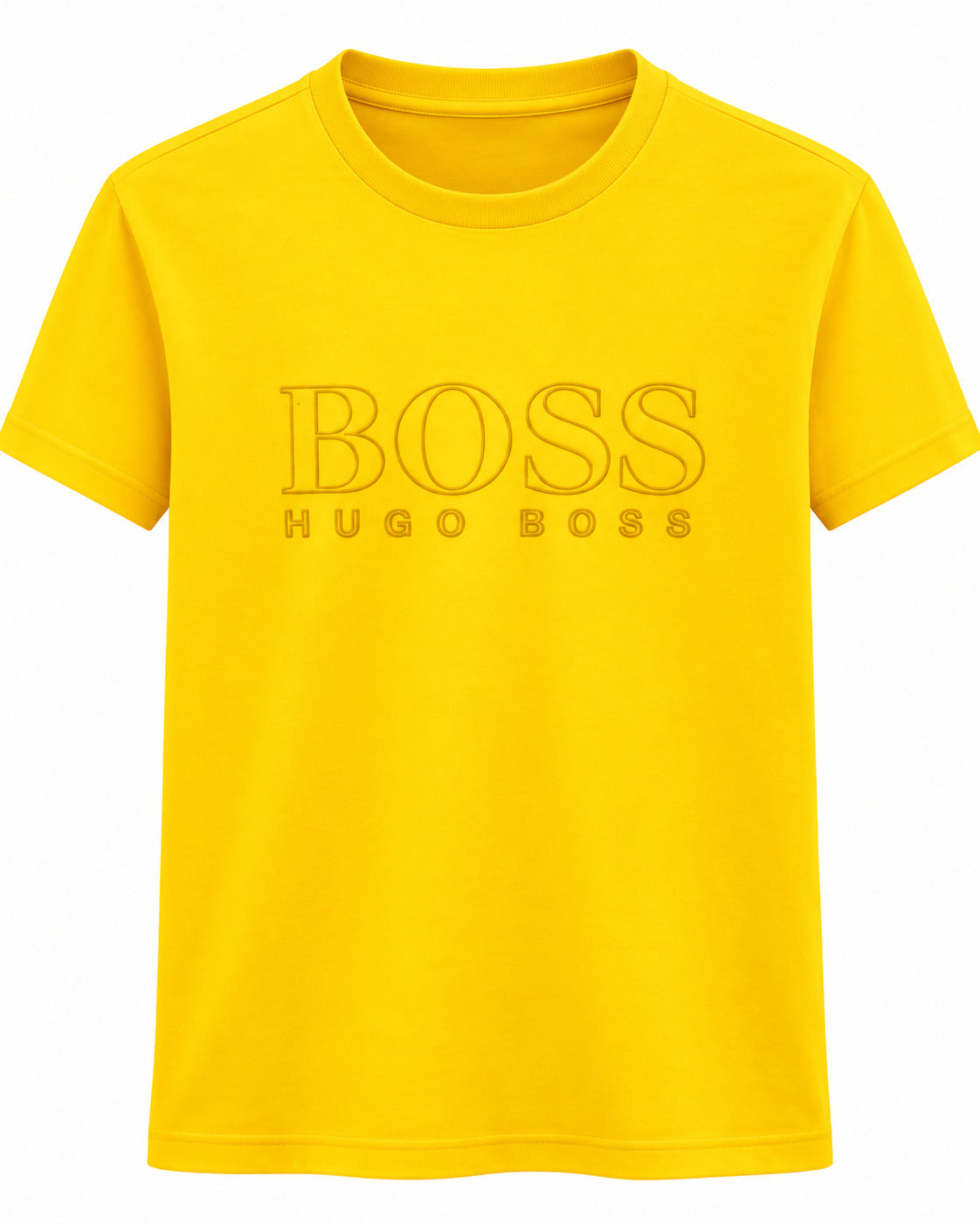 PLAYERA CABALLERO HUGO BOSS CUELLO REDONDO AMARILLO LOGO 3D HUGO L