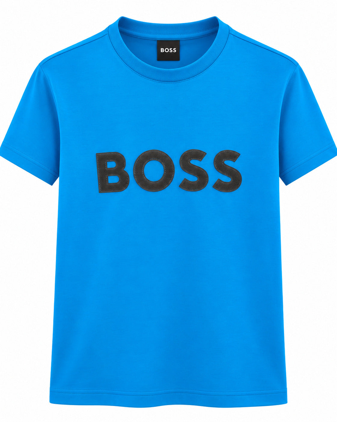 PLAYERA CABALLERO HUGO BOSS CUELLO REDONDO AZUL VIVO, LOGO BOSS PLASTICO 3D PUNTOS M