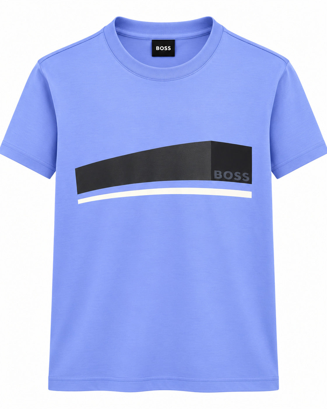 PLAYERA CABALLERO HUGO BOSS CUELLO REDONDO AZUL CON FRANJA AZUL NAVY, BLANCO M