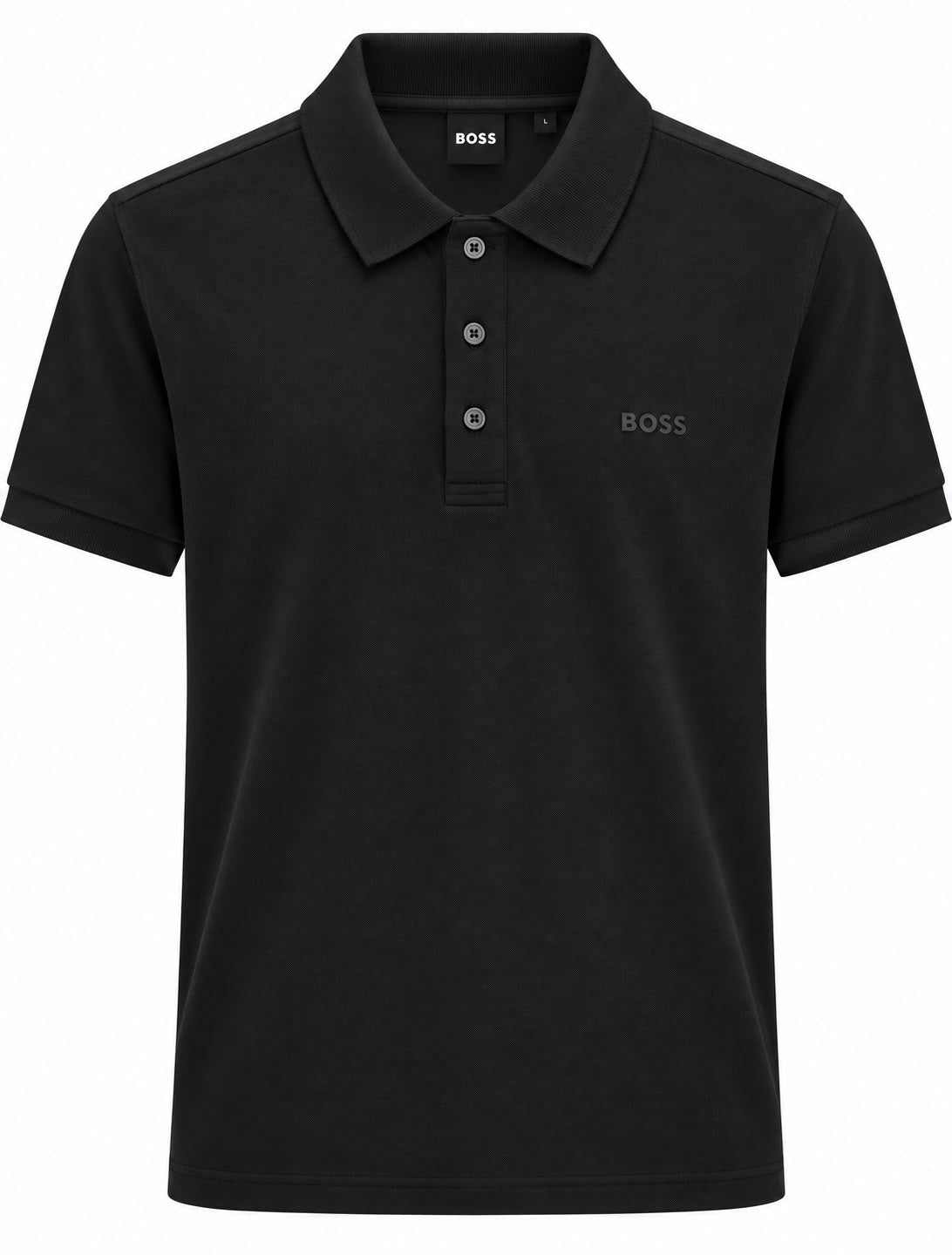 PLAYERA CABALLERO HUGO BOSS T POLO NEGRO LISO BOTONES MONOG XXL