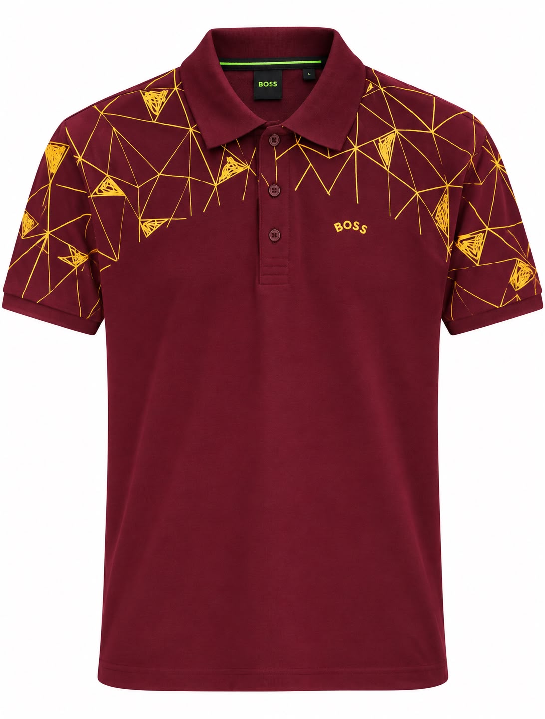 PLAYERA CABALLERO HUGO BOSS T POLO TINTO BOTONES MONOG DETALLES DORADOS M