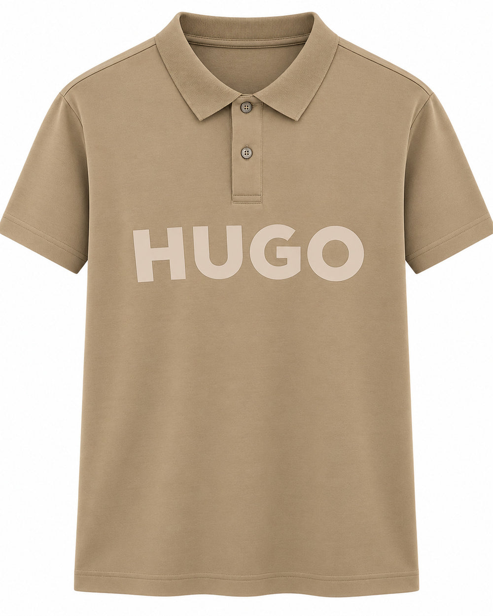 PLAYERA CABALLERO HUGO BOSS T POLO BIEGE OSCURO BOTONOS LOGO GRANDE 3D HUGO XL