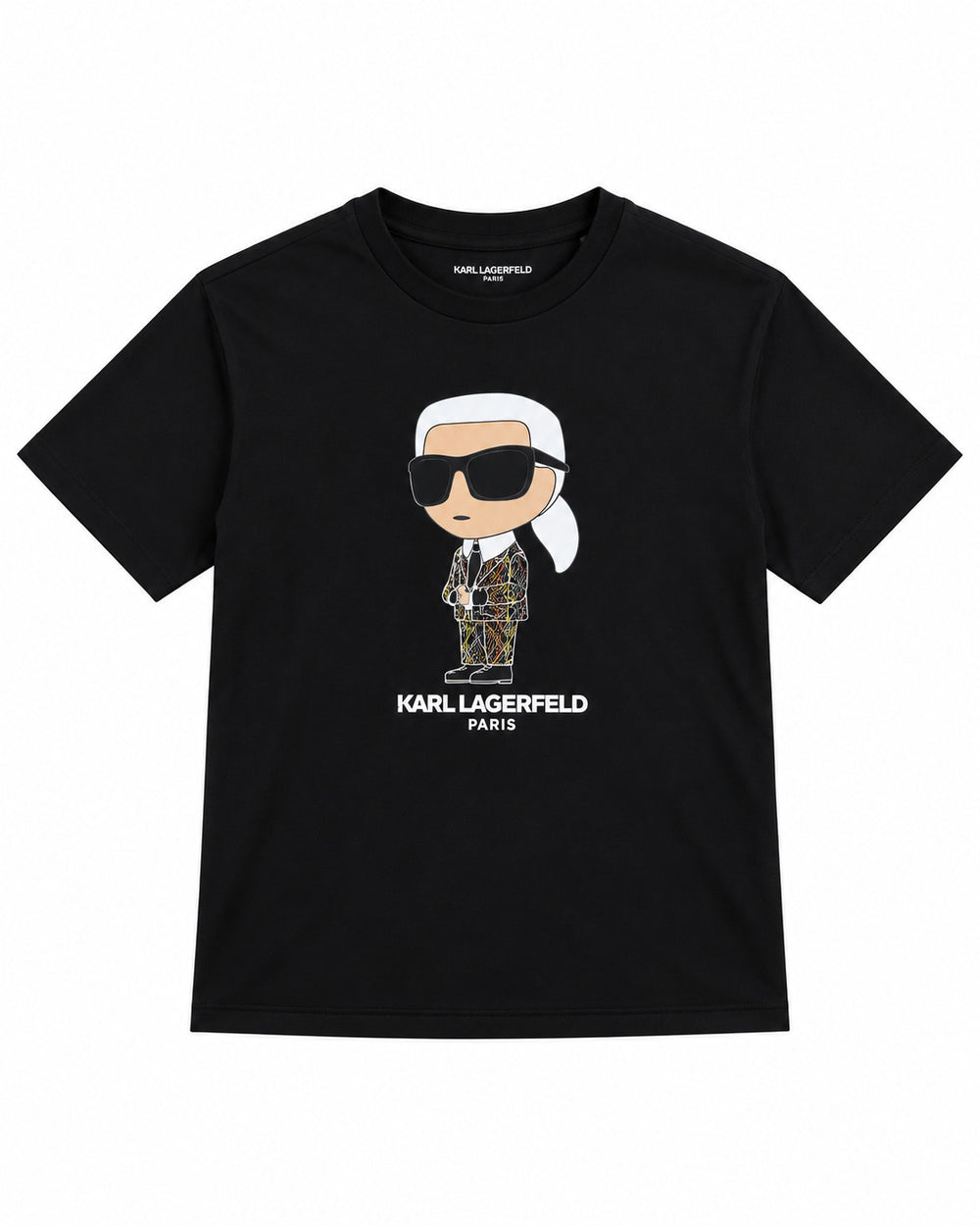PLAYERA CABALLERO KARL LAGERFELD CUELLO REDONDO NEGRA LOGO MUÑECO ANIMADO LM5G2180 XS